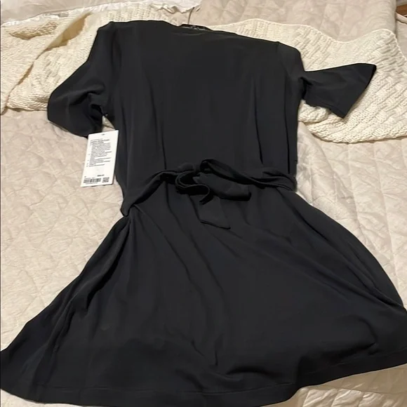 Lululemon Cotton Wrap-Front T-Shirt Dress Above-Knee Length, New - Picture 3 of 3